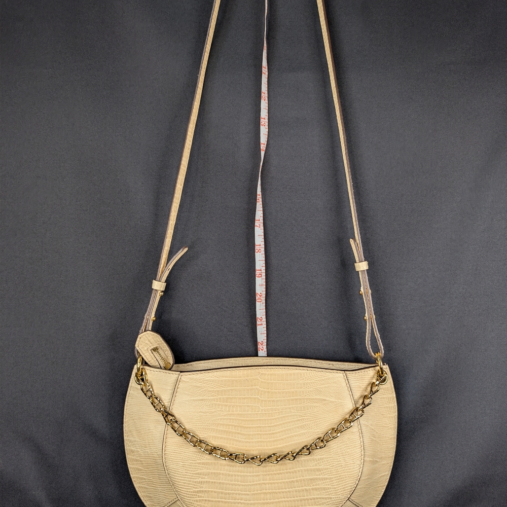 Ulla Johnson Mira Crossbody Bag Cream Lizard Embossed Goatskin Leather Tan Small - Picture 9 of 12